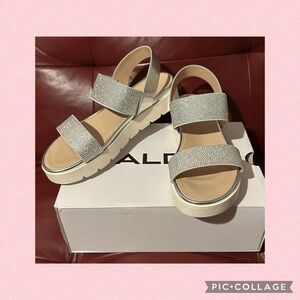 Aldo Silver Metallic Rhinestone Sandals
